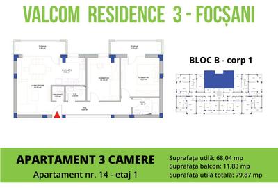 Apartament 3 camere-Str Cuza Voda-S=86 mp-et 1 - 4
