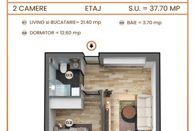 Apartament cu 2 camere semidecomandat în Militari