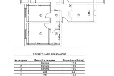 ETAJ 3! Apartament 4 camere 2 băi 89mp, CUG, CT + AC, decomandat - 1