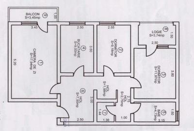 Apartament cu 3 camere, 74mp, etaj 1 , zona Centrala - 11