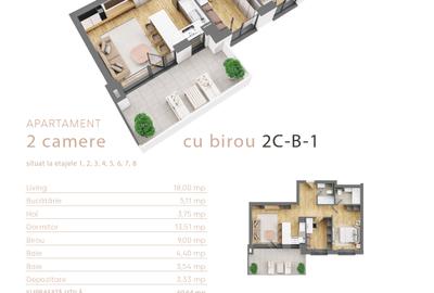 Apartament 2 camere + birou Alpha Distrikt Brasov - 8