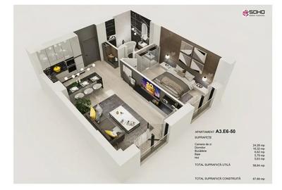 Apartament cu 2 camere semidecomandat în Tractorul