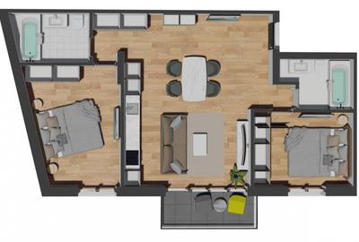 Apartament 3 camere, 2 bai, 68.44mp, zona Vivo, Razoare - 1