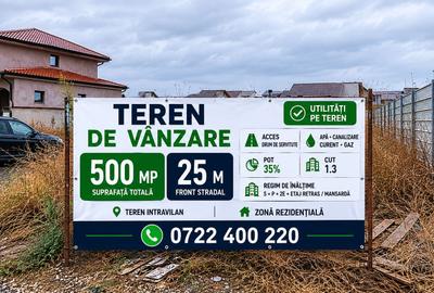 „Teren 500 mp între case, cu toate utilitățile – Domnești, Ilfov | Pr - 1