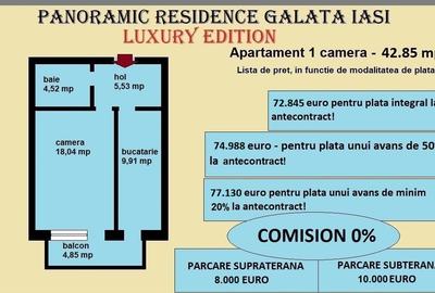 Apartament 1 camera de vanzare in Iasi, Galata, 42,85 mp, bloc nou - 2
