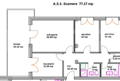 Apartament cu 3 camere decomandat în Ghimbav