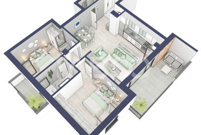 Apartament 3 camere 2 bai bloc cu lift zona de case in Turnisor - 8