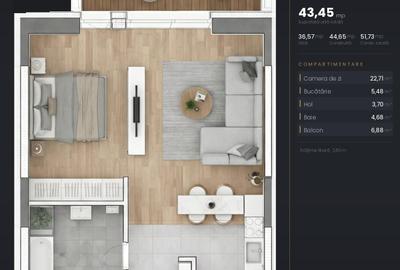 Garsonieră decomandată în Ștefăneștii de Jos