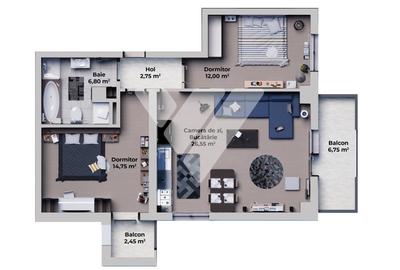 Apartament 3 camere decomandat 65 mp, etaj 1, parcare zona Vest Sibiu - 6