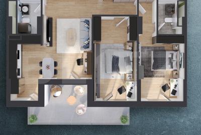 Apartament 3 camere, 81 mp, balcon 15 mp, proiect nou nZEB, zona Rivus - 3