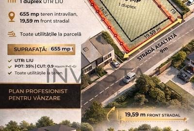 Teren cu Puz aprobat pretabil pentru duplex!  656 mp cu front de 19.59 - 1