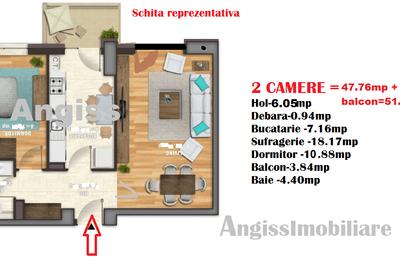 Apartament 2 camere - CARTIER C5 - 51Mp Decomandat - 8