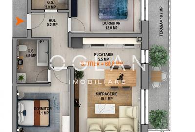 Apartament 3 cam cu parcare subterana, bloc cu lift,  Calea Surii Mici - 5