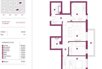 Apartament 3 camere, 2 bai, 79 mp, bloc NOU, lux, GALATA, TVA inclus - 6