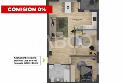 FARA COMISION - Apartament 3 camere 66 mpu balcon Doamna Stanca Sibiu - 2