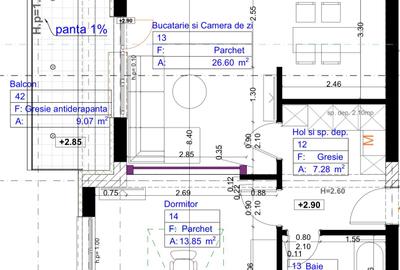 Studio cu metraj de 2 camere | 52 mp utili | Terasă 9 mp | Parcare subterană | A - 13