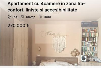 Apartament cu 4 camere semidecomandat în Iris