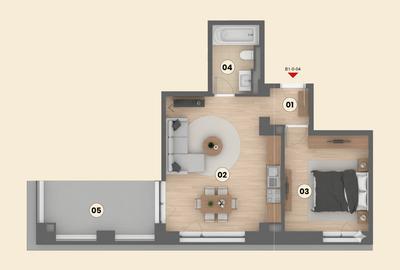 Apartament 2 camere Premium -Încălzire în pardoseală - Terasă 9mp -Sector 1 - 1