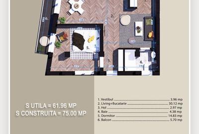 Titan - Gura Siriului - 2 camere - 62 mp - etaj 1 - TVA inclus - 2