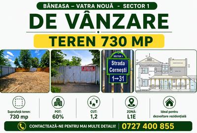 Teren Construcții intravilan de 730 mp, în Băneasa