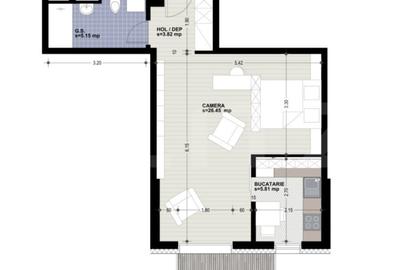 Apartament 1 camera, 41 mp, bucatarie inchisa, zona Iulius Mall - 1