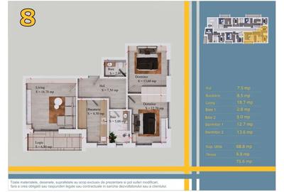 3 camere 68,8 mp utili + balcon 6,8 mp Ansamblu nou Sector 3–Pallady - 4