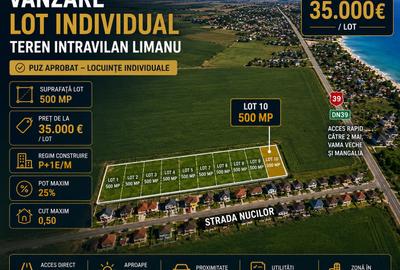 Vânzare loturi teren intravilane Limanu Vama Veche minim 500 mp. PUZ - 7