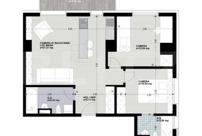 Apartament cu 3 camere semidecomandat în Mărăști