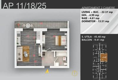 Apartament 2 camere etaj intermediar 56 mp Theodor Pallady - 2