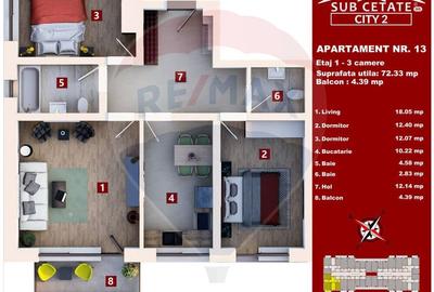 Apartament cu 3 camere, 2 băi și parcare inclusă I Subcetate City 2 - 8