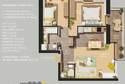 Apartament 3 camere/13 Septembrie-Panduri/parcare inclusa/ Comision 0 - 13