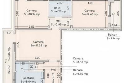 De vanzare, Bd. Ferdinand – 3 camere, 3 balcoane inchise, decomandat - 13