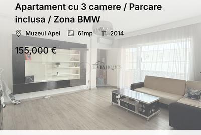 Apartament cu 3 camere semidecomandat, mobilat în Florești