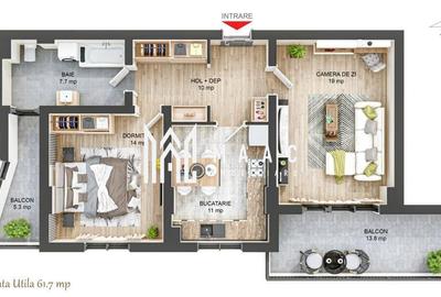 Apartament cu 2 camere decomandat în Hipodrom 3