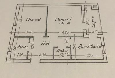 Apartament 2 camere decomandat 64 mp | Poitiers-Lidl | Etaj 2 | Bloc 2000 - 4