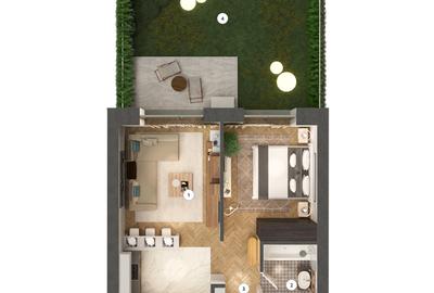 Studio dublu cu grădină - Tip 2A - 1