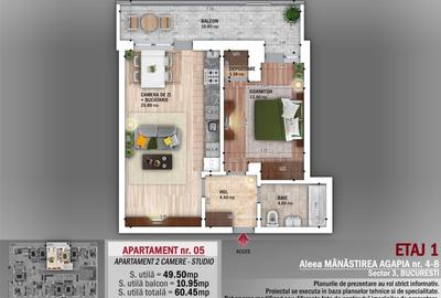 Apartament cu 2 camere decomandat, mobilat în Nicolae Grigorescu