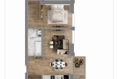 Apartament cu 2 camere mobilat in Amber Forest - 14