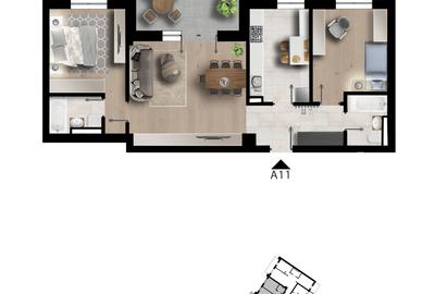 Apartament cu 3 camere în Militari