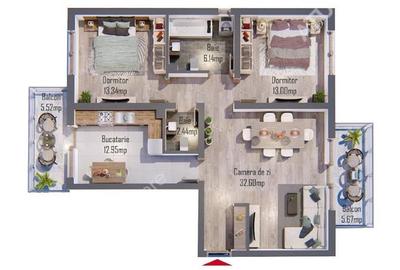 Apartament modern cu 3 camere 2 bai pod propriu de 85 mp in Selimbar - 8