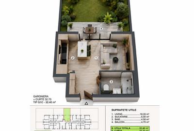 Apartament 2 camere cu grădină proprie 45 mp | Complex nou - Șos. Alexandriei - 6