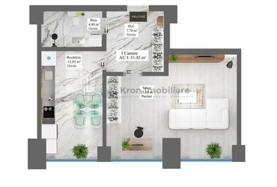 Apartament 1 camerea - 2