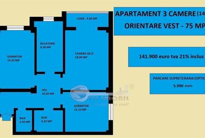 Apartament 3 camere nou de vanzare in Iasi Valea Lupului, decomandat - 2
