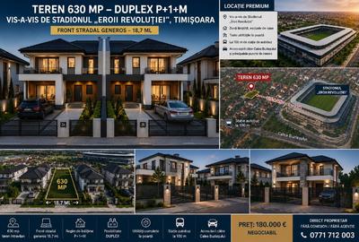 Teren premium – 630 mp – Posibilitate Duplex – Vis-a-vis de Stadion - 1
