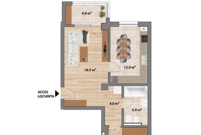 Proiect NOU -- Sun Residence -- Apartament 2 camere - TIP 4 - 57 Mp