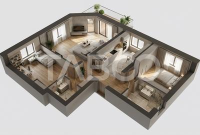 Apartament de vanzare decomandat 64mp 3 camere si balcon Turnisor - 1