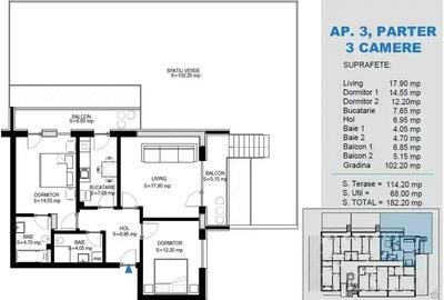 PROMO Apartament 3 camere + gradina de 102 mp, 12 min metrou Teclu - 2