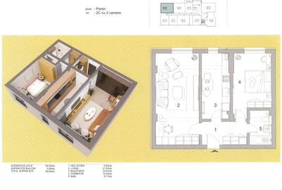 Apartament intabulat, 2 camere decomandat, 54 mp, bloc nou, centru, Palas Campus - 2