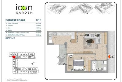 Apartament 2 camere - ansamblul ICON Garden. - 5