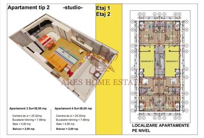 Apartamente tip studio cu incalzire in pardoseala | 1 loc de parcare - 3